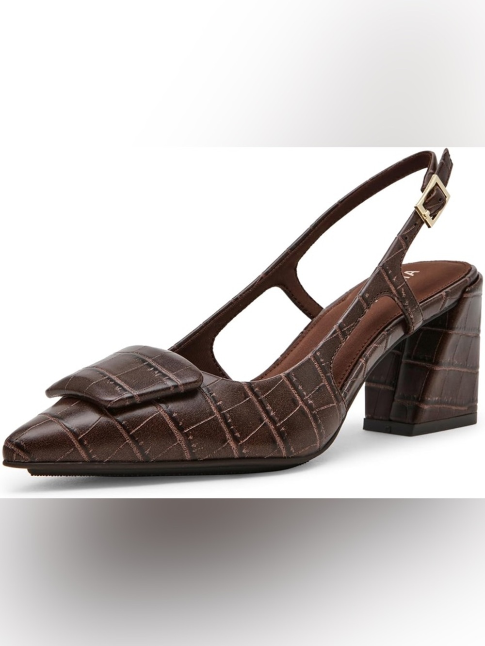 Anne Klein Brown Croc Slingback Renetta Pumps